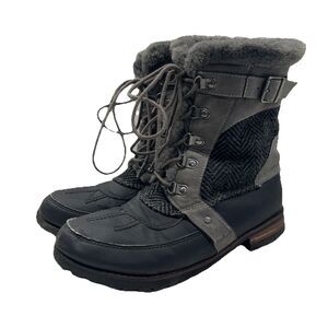 Rock & Candy By Zigi Danlea Gray Lace Up Faux Fur Trim Boots Womens Sz 10M